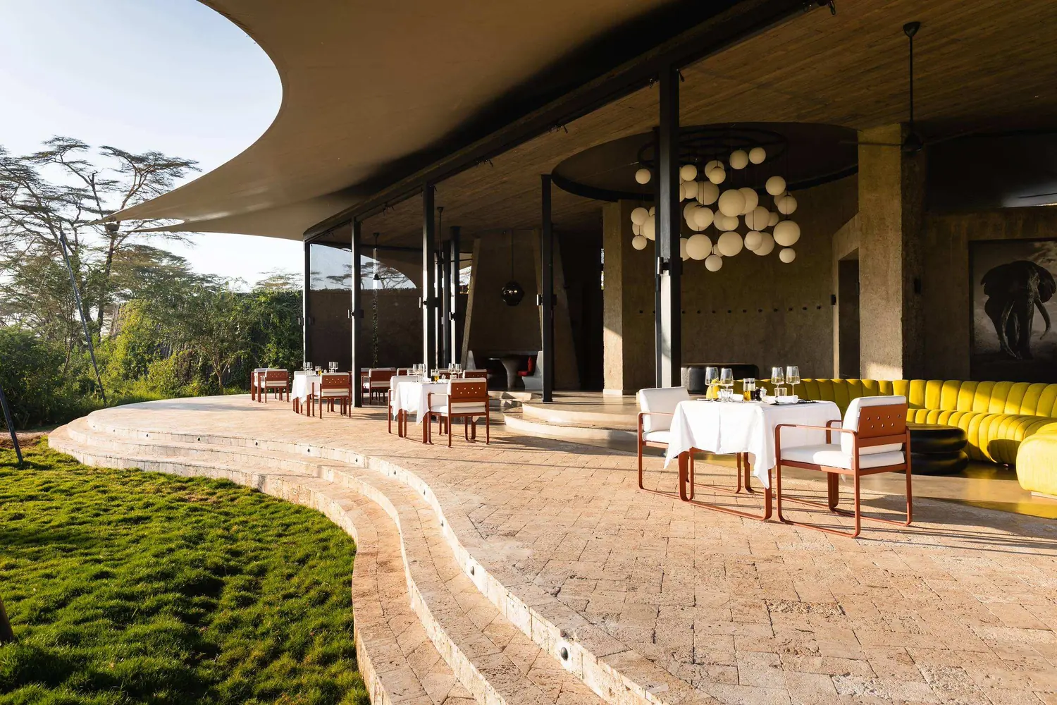 A welcoming guest lounge at Angama Amboseli